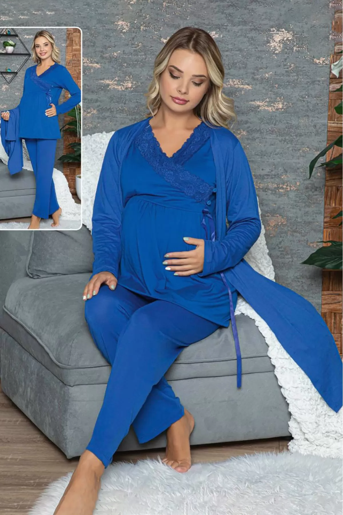 Sabahl kl Lohusa Pijama Tak m Jenika 42350 3lu Sabahl kl Hamile Pijamas Jenika 42350
