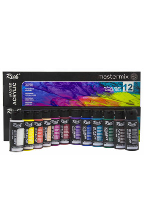 Rich Mastermix 12li Akrilik Boya 60 cc, 12 Renk Mastermix Akrilik Boya Seti