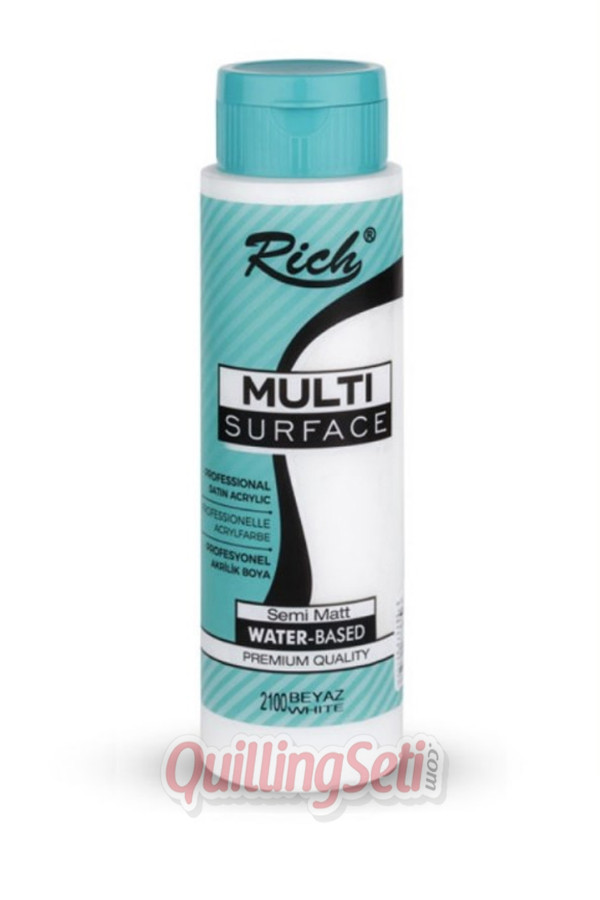 rich multi surface akrilik boya 500 cc 2100 beyaz renk akrilik hobi boyası, mls-500-2100, rich multi surface akrilik boya 500 ml, Rich