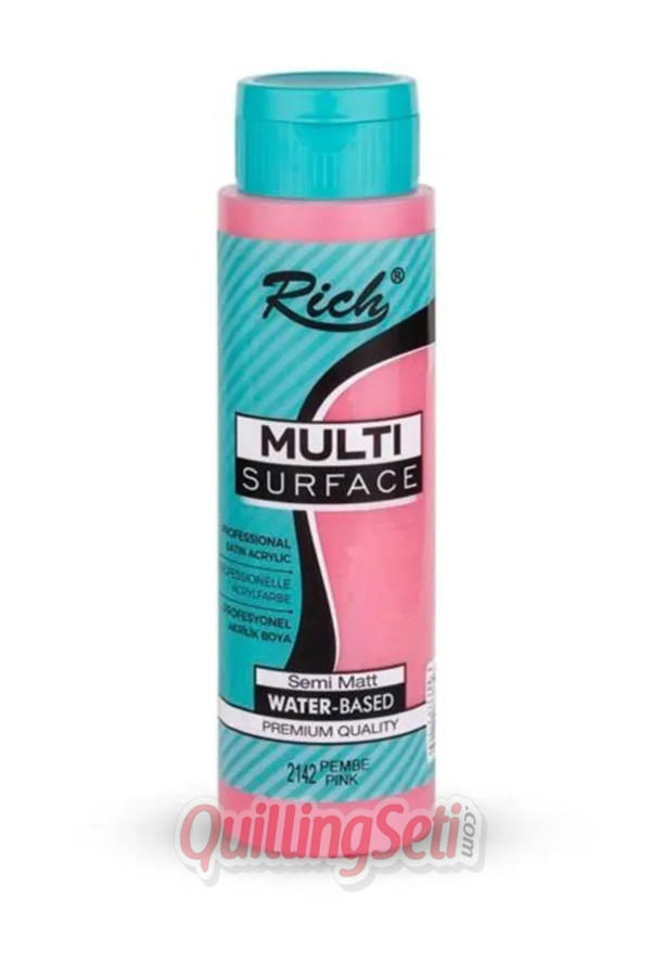 rich multi surface akrilik boya 500 cc 2142 pembe renk akrilik hobi boyası, 8682374014139, rich multi surface akrilik boya 500 ml, Rich