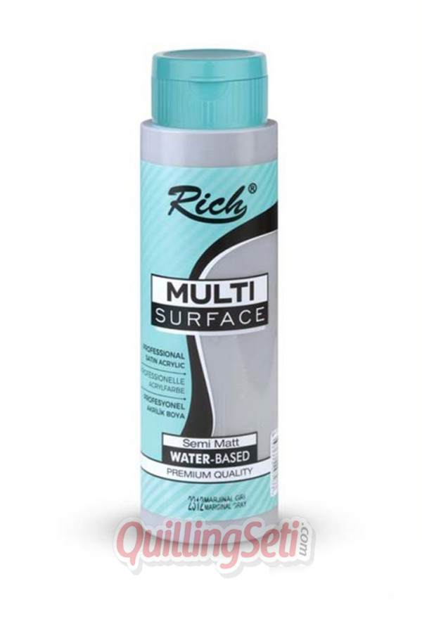 rich multi surface akrilik boya 500 cc 2312 marjinal gri renk akrilik hobi boyası, 8682374097033, rich multi surface akrilik boya 500 ml, Rich