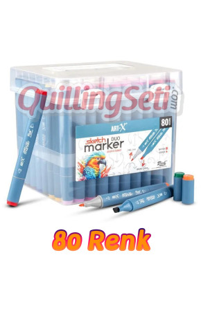 Rich Art-X Sketch Marker Duo Marker 80 Renk Set Çift Uçlu Su Bazlı Boyama Kalemi 