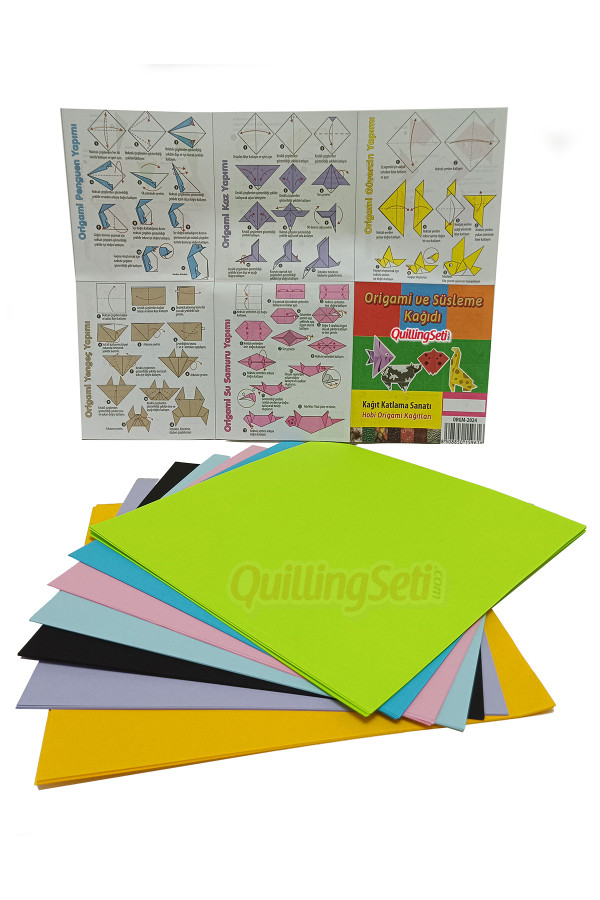 origami kağıdı - origami 20x20cm 100 adetlisade düz renkli origami kağıt yapım seti, ork-1077-100-renkli-20cm, origami kağıtları