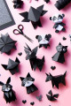 quilling seti origami kağıt seti siyah renk 15x15cm 200 lü paket, quillingseti-orgm-syh-200-pkt, kağıt çeşitleri
