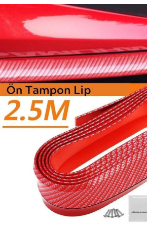 Kırmızı Renkli 2,5 Metre Araba Oto Ön Tampon Koruyucu Kauçuk Pratik Tampon Şerit Bant Döşeme